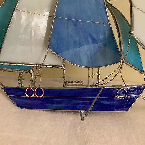 Leaded Glass Sailboat - Picture 2 of 9